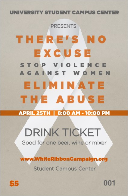White Ribbon Drink Ticket Product Front