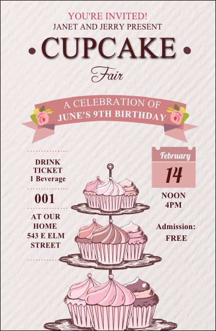 Cupcake Drink Ticket Product Front