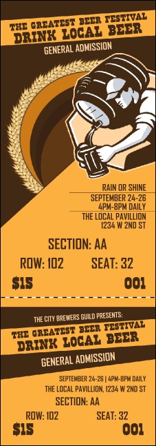 Beer Festival Artisan Reserved Event Ticket Product Front