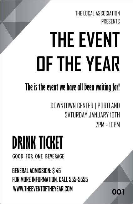 All Purpose Corners Black and White Drink Ticket Product Front