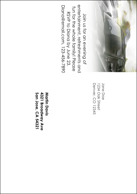 Auto Racing Postcard Mailer Product Back
