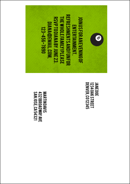 Billiards  Postcard Mailer Product Back