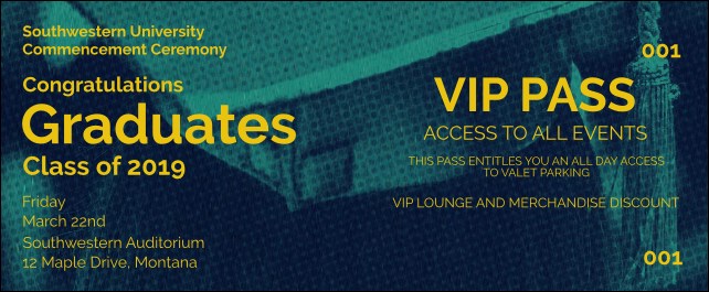 Graduation - Blue and Yellow VIP Pass Product Front