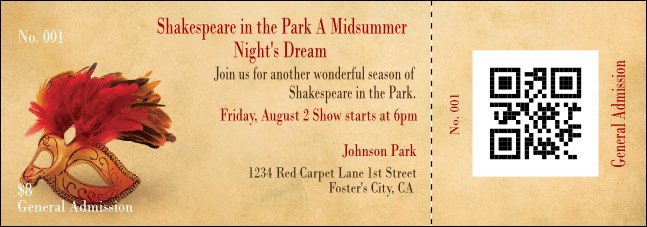 Mask QR Event Ticket Product Front