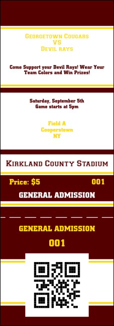 Sports Stripes Red QR Event Ticket Product Front