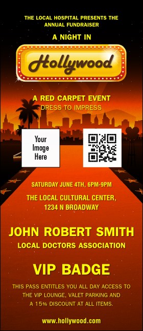 Hollywood Skyline VIP Event Badge Large Product Front