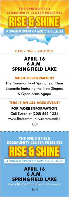 Sunrise Clouds Event Ticket Product Front