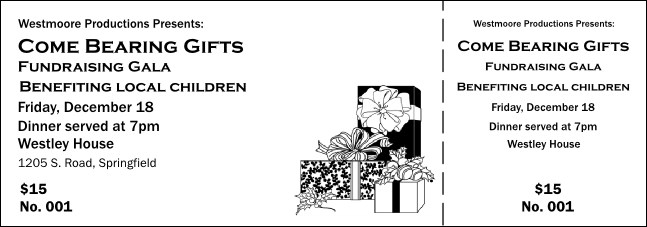 Christmas Black and White General Admission Ticket 001 Product Front
