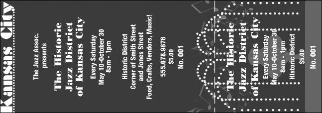 Kansas City General Admission Ticket with stub (Black & white) Product Front