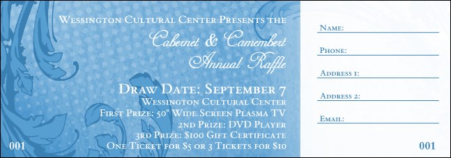 Blue Classic Raffle Ticket Product Front