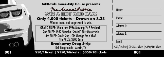 Classic Muscle Car Raffle Ticket Product Front