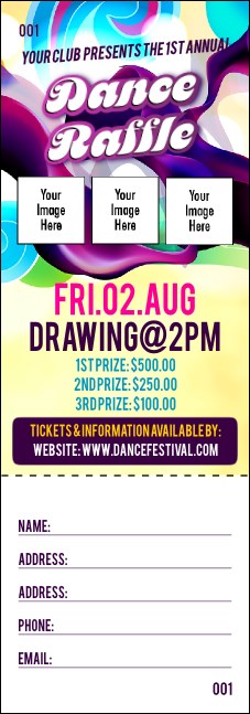 Disco Dance Festival Raffle Ticket Product Front
