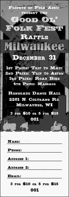 Milwaukee Raffle Ticket (Black and white)