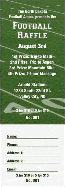 Yard Line Football Team Raffle Ticket Product Front