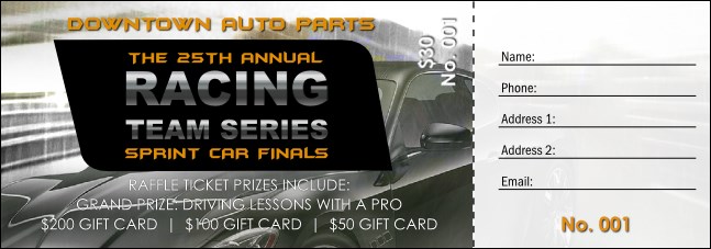 Motorsports Raffle Ticket Product Front