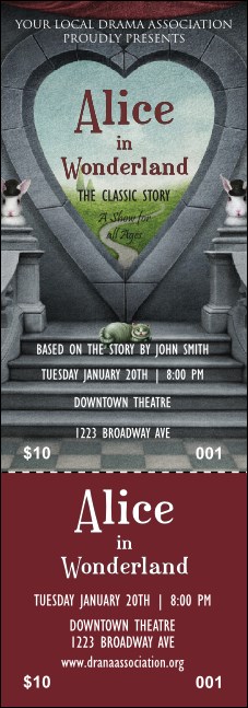 Alice in Wonderland Event Ticket Product Front